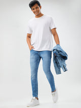 Men Kano Jeans Slim Fit Mid Blue Mid Rise