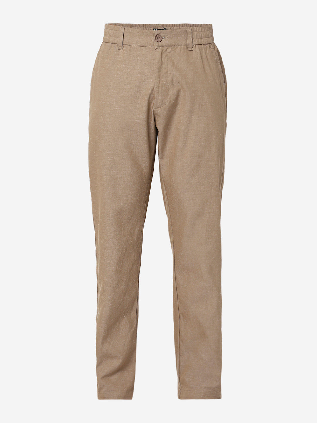 Men Trouser Regular Fit Khaki Mid Rise
