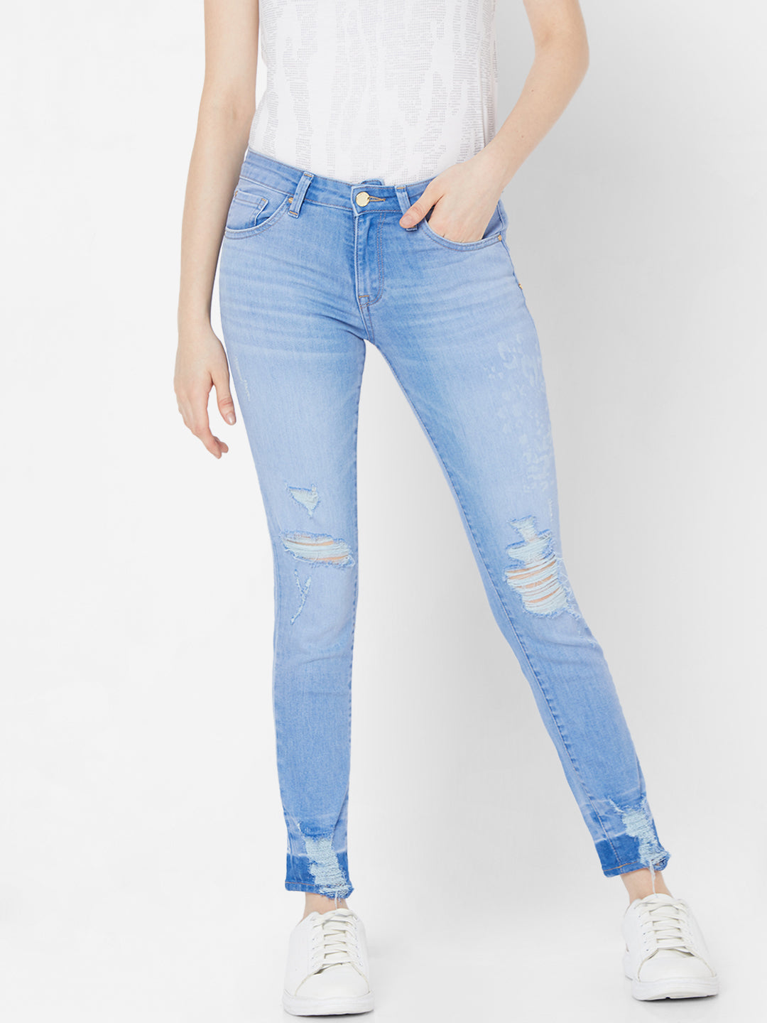 Spykar Women Mid Blue Solid Skinny Mid-Rise Jeans (Alicia)