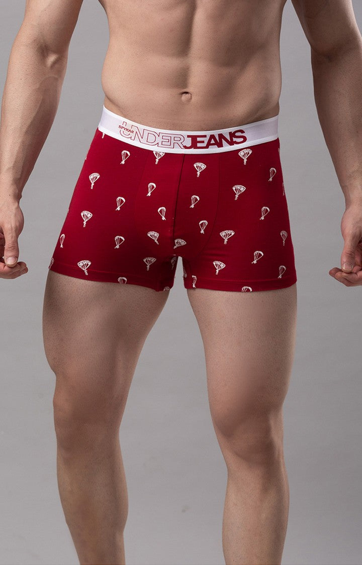 Underjeans By Spykar Men Maroon Solid Trunks