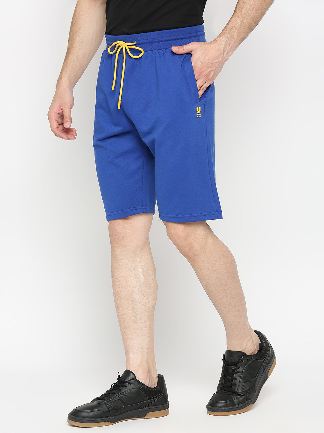 Men Premium Royal Blue Cotton Blend Shorts - Underjeans By Spykar