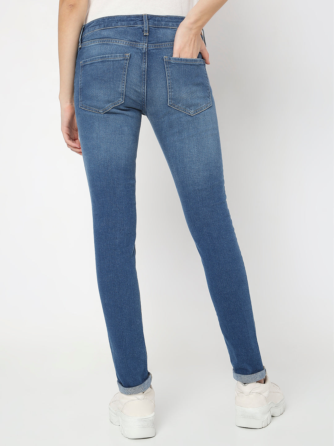 Spykar Mid Blue Mid Rise Jeans For Women