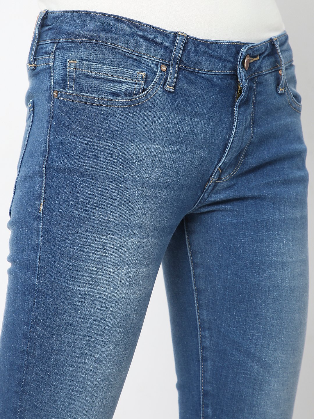 Spykar Mid Blue Mid Rise Jeans For Women