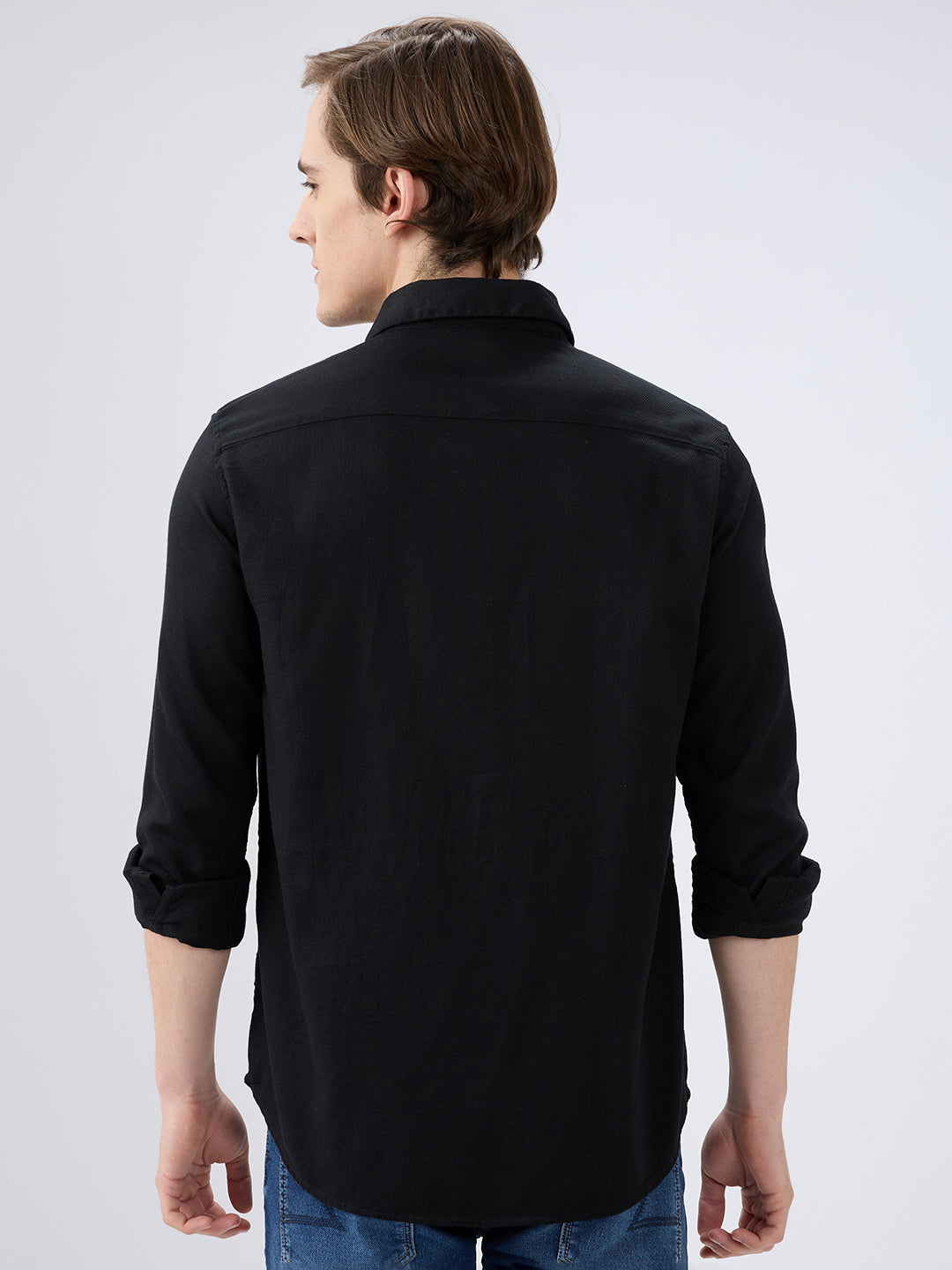 Spykar Black Slim Fit Shirts For Mens