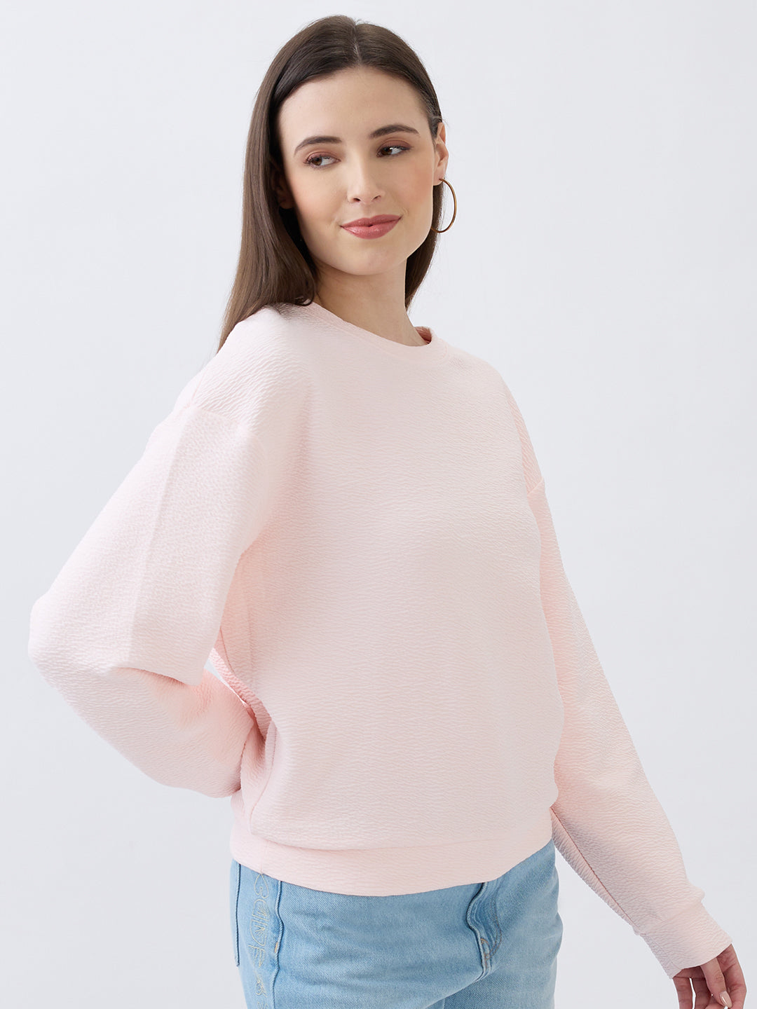 Spykar Icy Pink Relaxed Fit Sweatshirt For Women