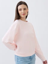 Women Sweatshirt Pink Relaxed Fit