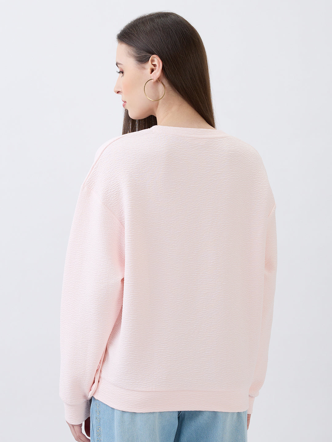 Women Sweatshirt Pink Relaxed Fit