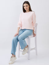 Women Sweatshirt Pink Relaxed Fit