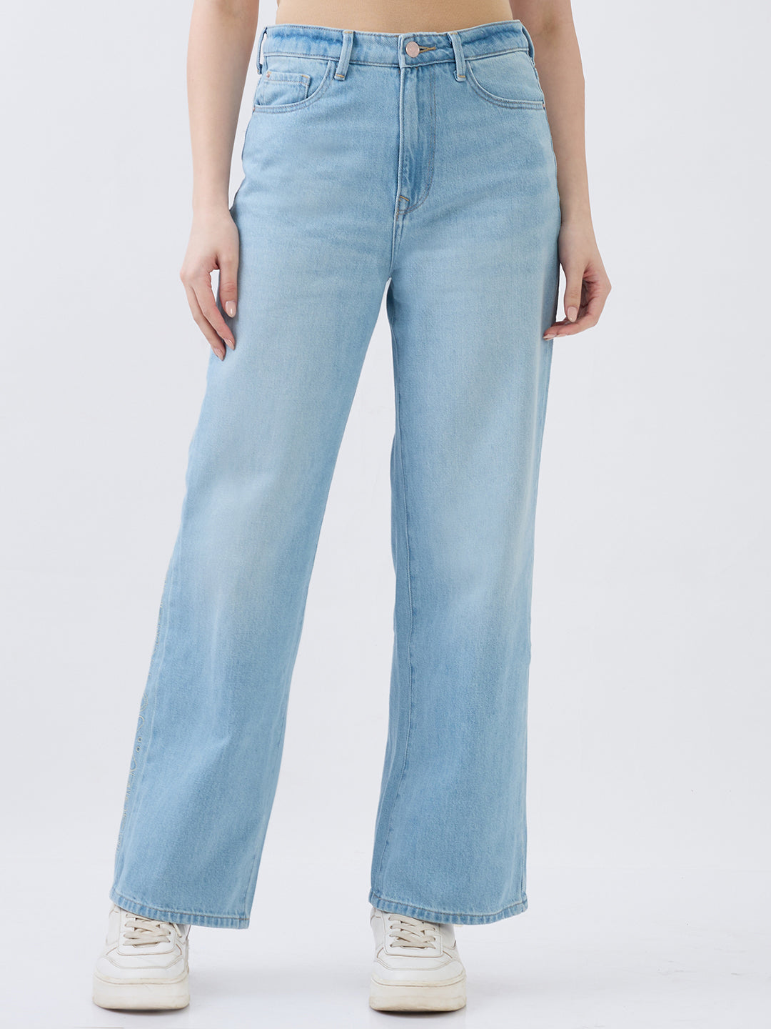 Women Jeans Straight Fit Blue High Rise