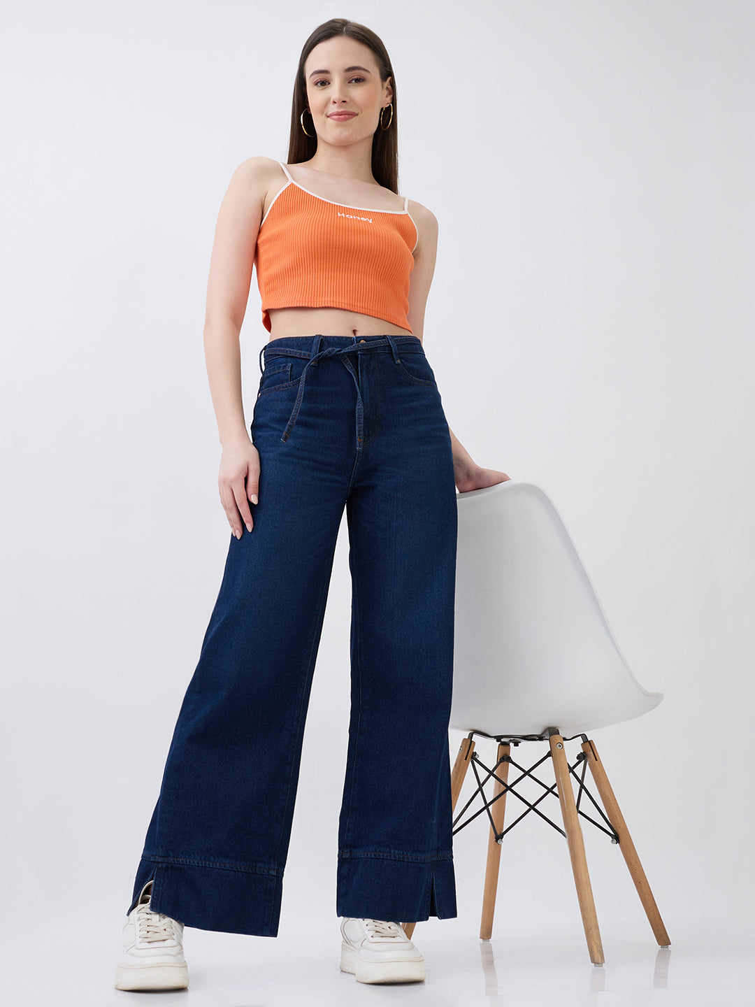 Women Bella-Wide Jeans Wide Leg Dark Blue High Rise