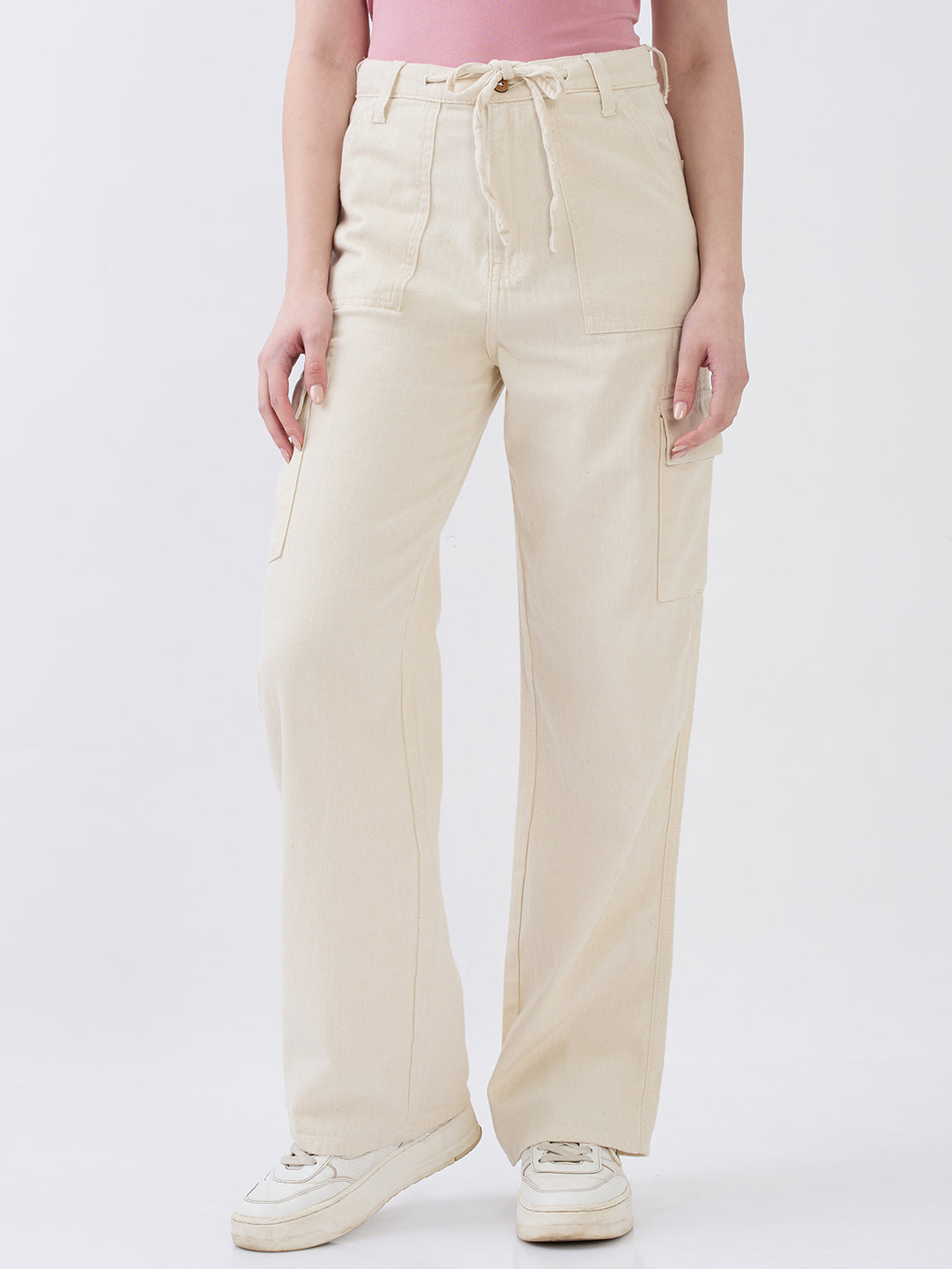 Spykar Ecru Straight Fit Mid Rise Jeans For Women