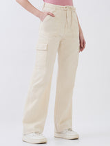 Women Bella Jeans Straight Fit Beige Mid Rise