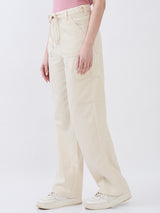 Women Bella Jeans Straight Fit Beige Mid Rise