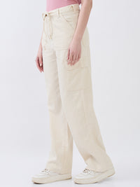 Women Bella Jeans Straight Fit Beige Mid Rise
