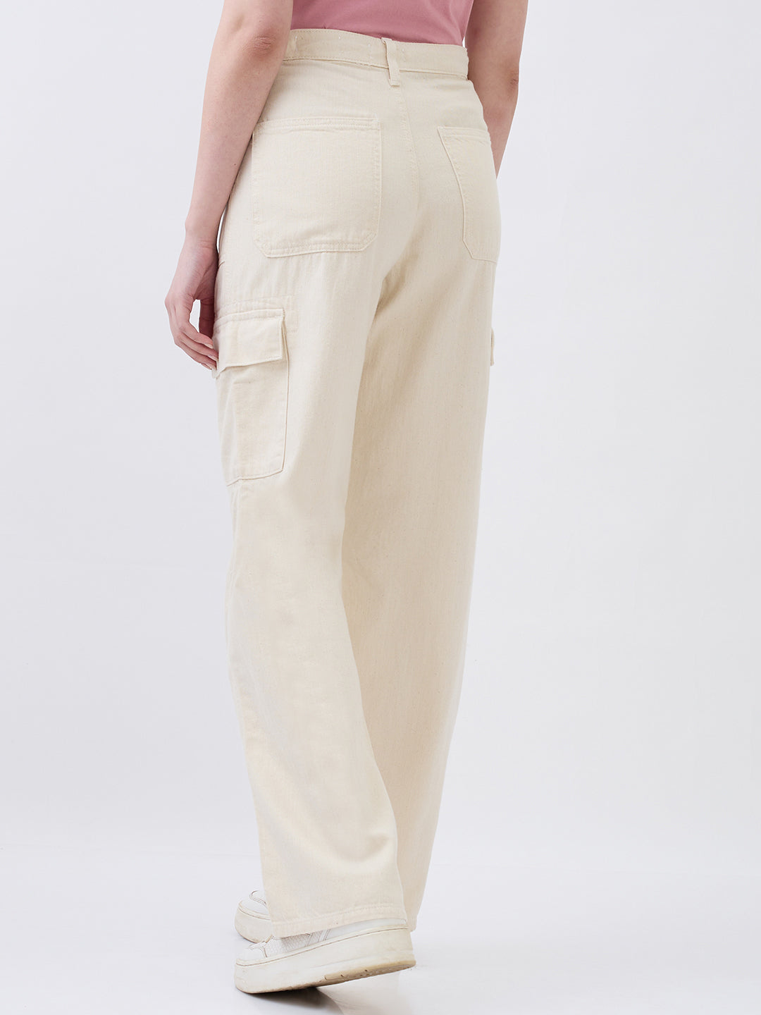 Women Bella Jeans Straight Fit Beige Mid Rise