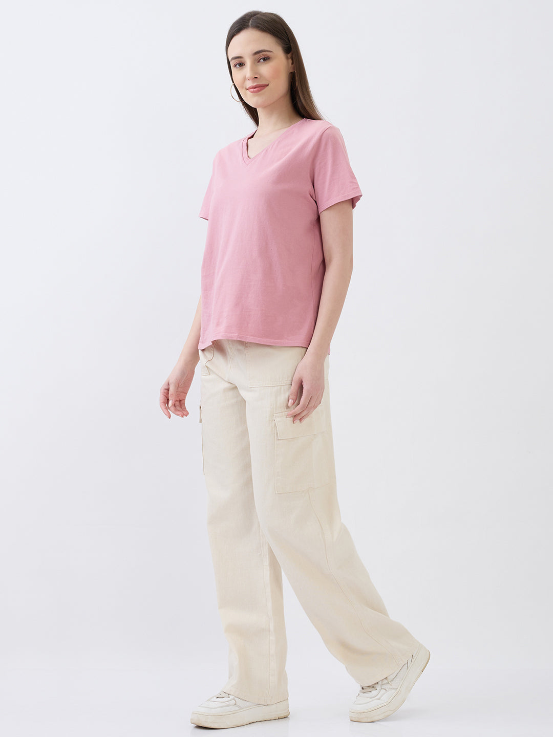 Women Bella Jeans Straight Fit Beige Mid Rise