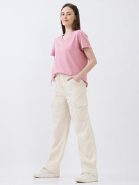 Women Bella Jeans Straight Fit Beige Mid Rise