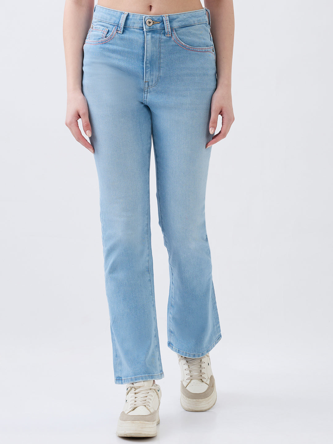 Spykar Light Blue Boot Cut Fit High Rise Jeans For Women