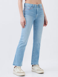 Women Elissa Jeans Boot Cut Fit Light Blue High Rise