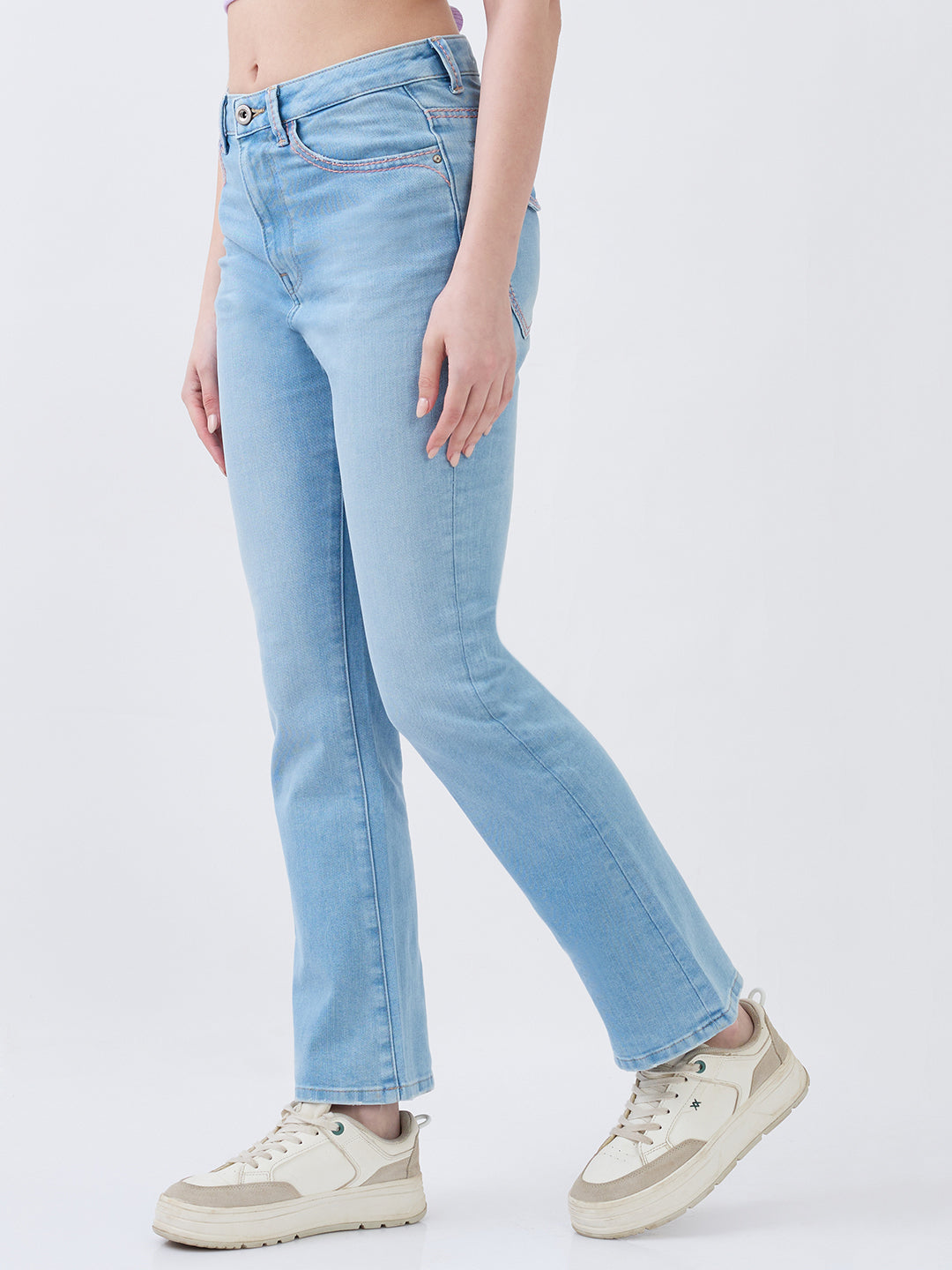 Women Elissa Jeans Boot Cut Fit Light Blue High Rise