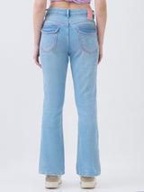 Women Elissa Jeans Boot Cut Fit Light Blue High Rise