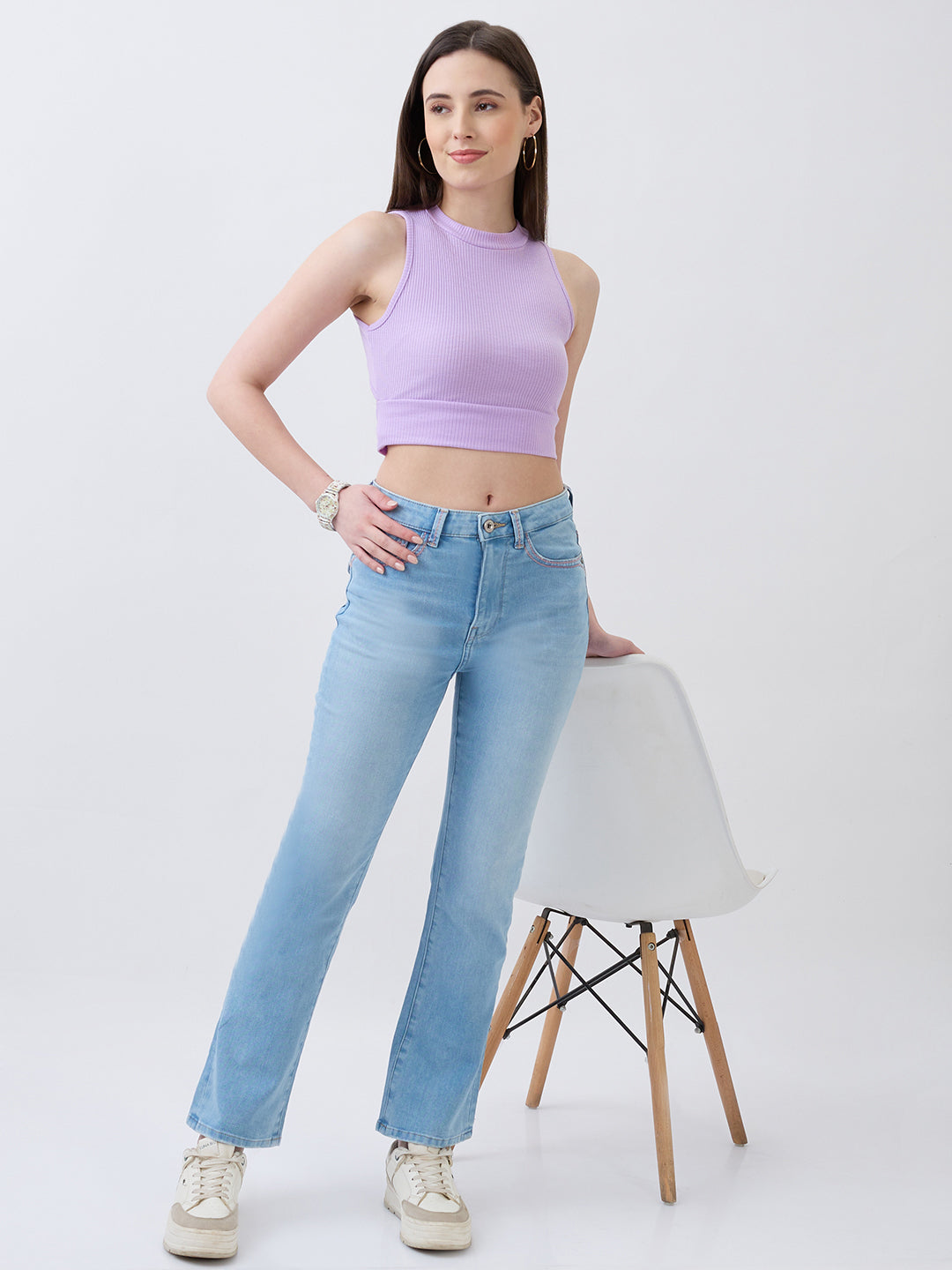 Women Elissa Jeans Boot Cut Fit Light Blue High Rise