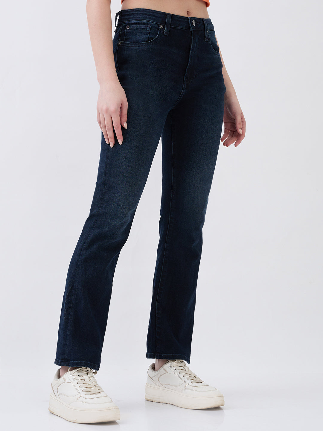 Spykar Midnight Blue Boot Cut Fit High Rise Jeans For Women