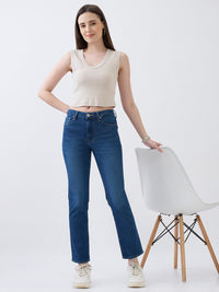 Women Emma Jeans Slim Fit Mid Blue Mid Rise