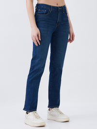 Women Jeans Slim Fit Dark Blue Mid Rise