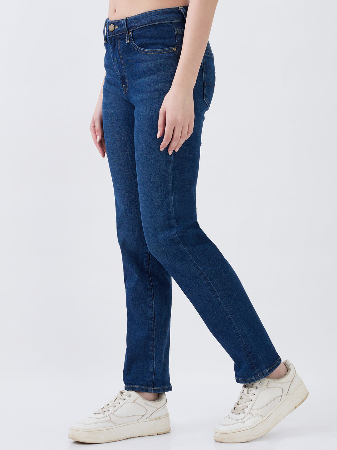 Women Jeans Slim Fit Dark Blue Mid Rise