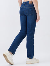 Women Jeans Slim Fit Dark Blue Mid Rise