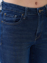 Women Jeans Slim Fit Dark Blue Mid Rise