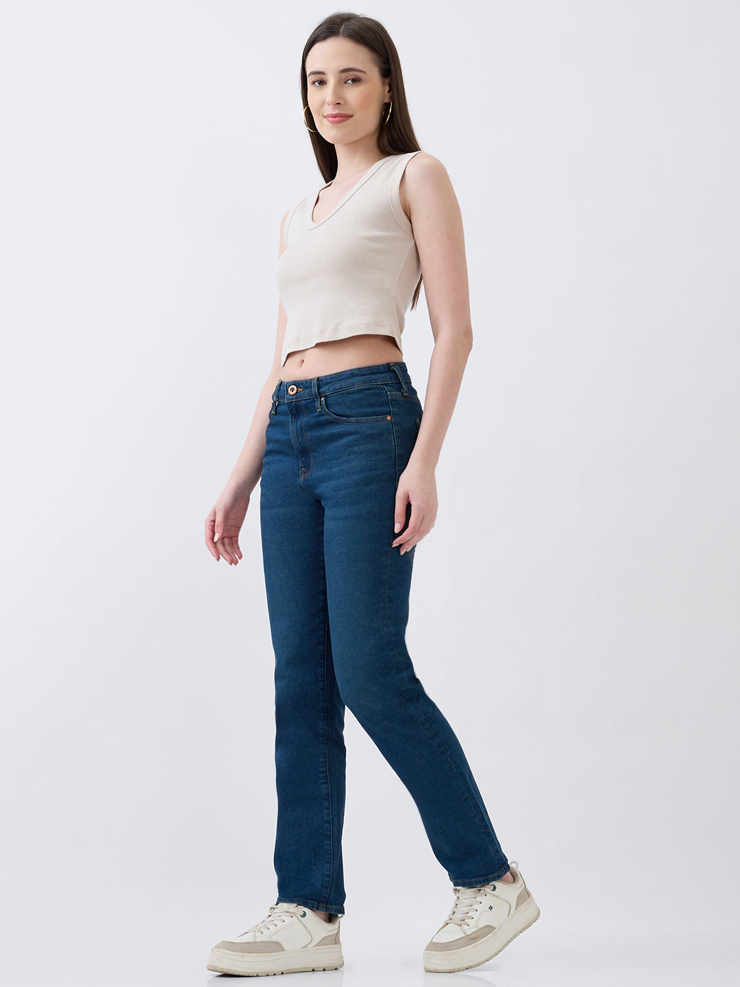 Women Emma Jeans Slim Fit Vintage Blue Mid Rise
