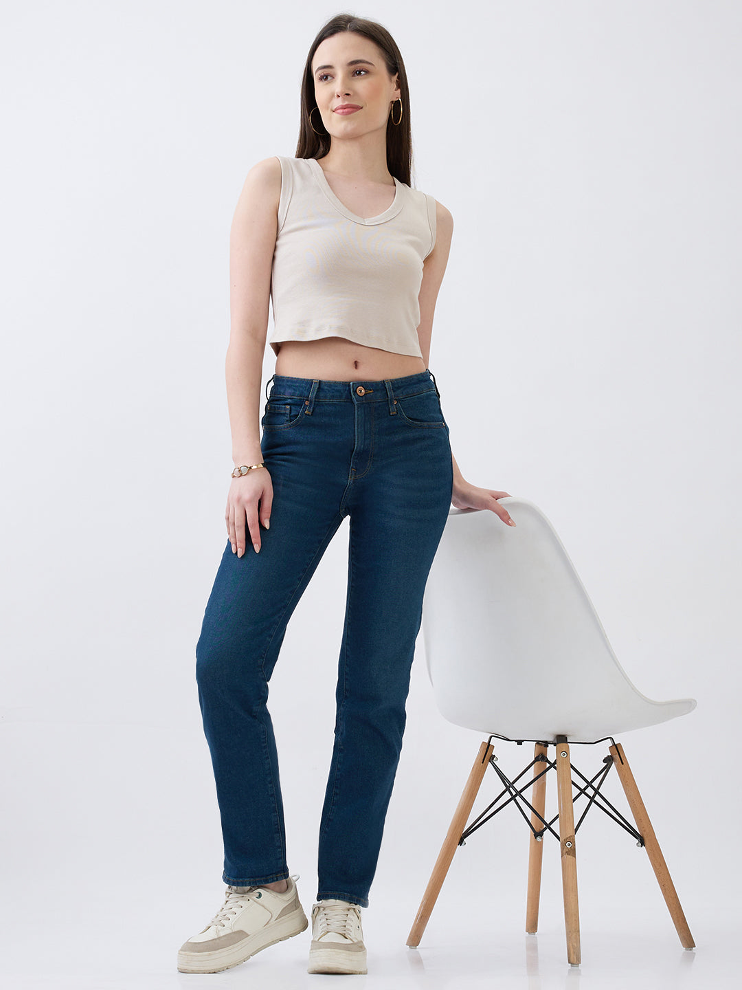 Women Emma Jeans Slim Fit Vintage Blue Mid Rise