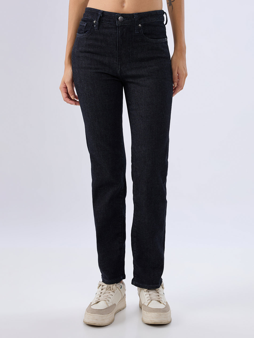 Spykar Raw Blue Slim Fit Mid Rise Jeans For Women