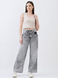 Women Bella-Wide Jeans Wide Leg Grey High Rise