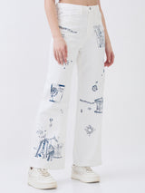 Women Bella-Wide Jeans Wide Leg White High Rise