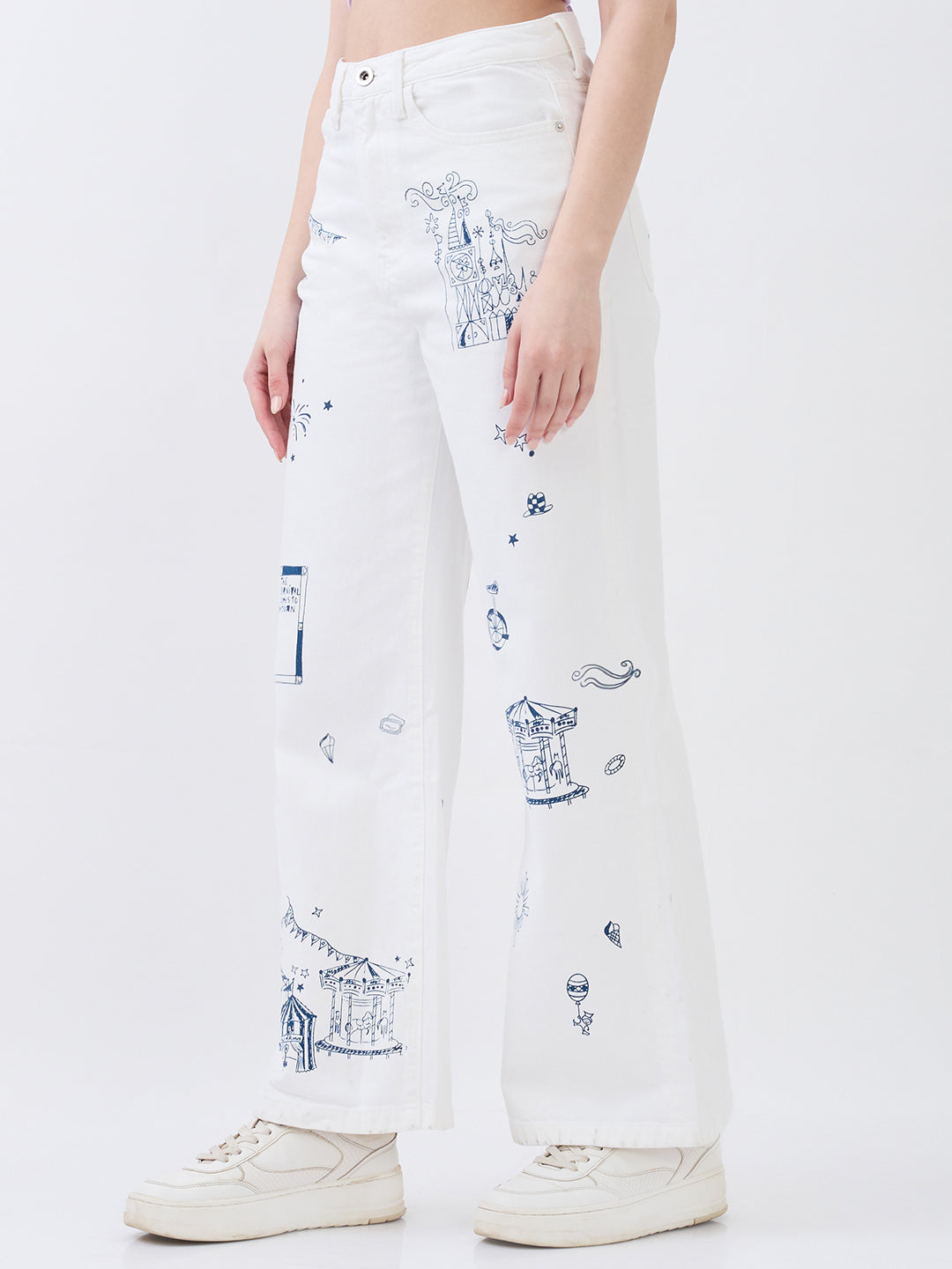 Women Bella-Wide Jeans Wide Leg White High Rise