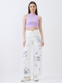 Women Bella-Wide Jeans Wide Leg White High Rise