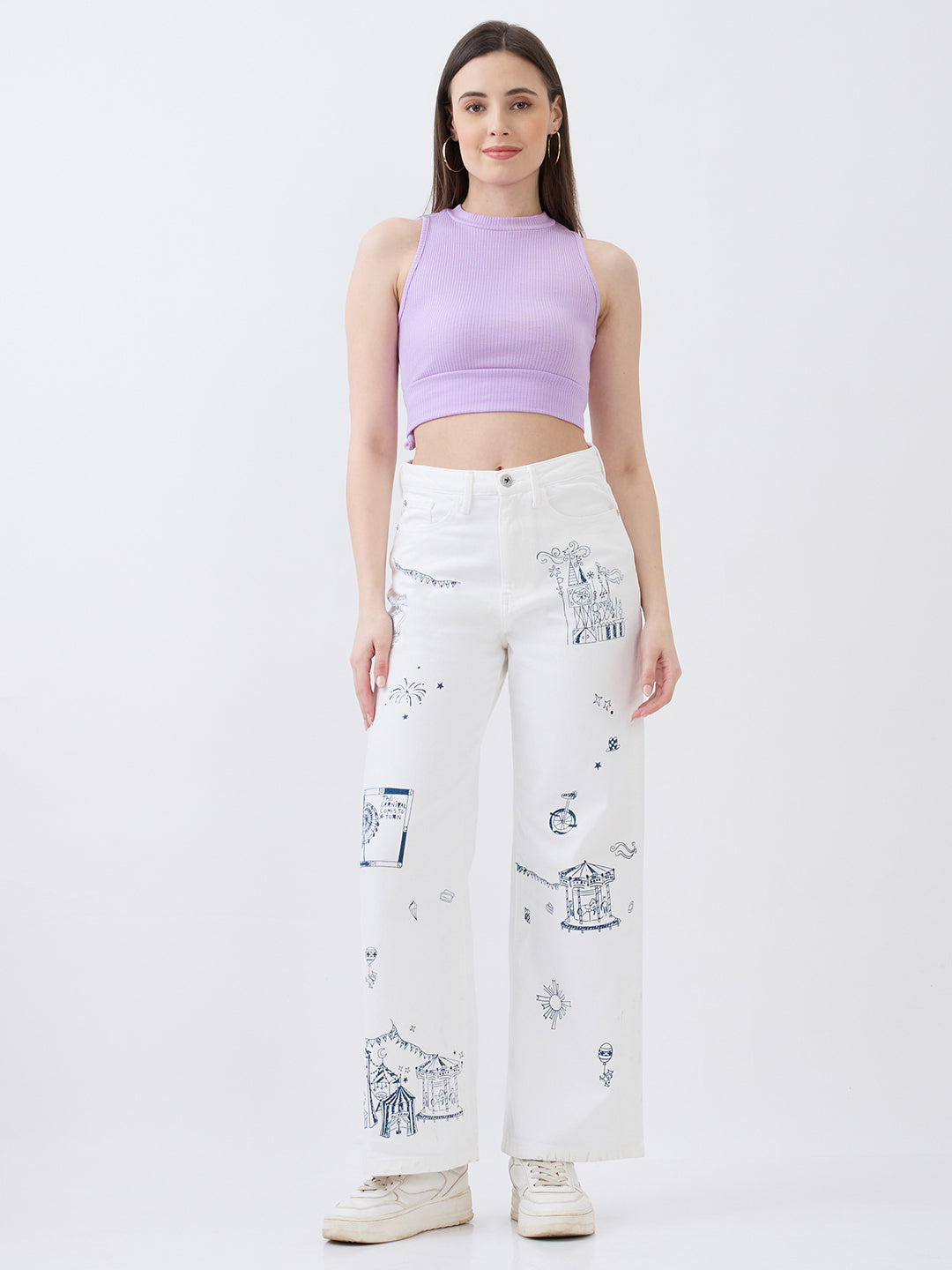 Women Bella-Wide Jeans Wide Leg White High Rise