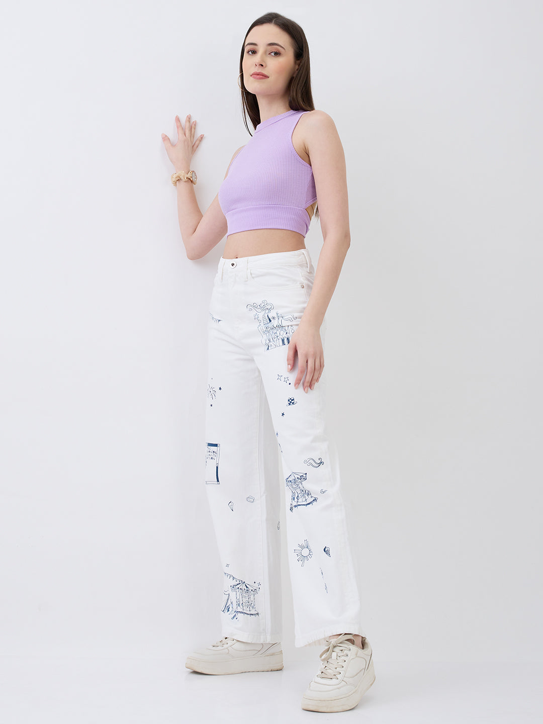 Women Bella-Wide Jeans Wide Leg White High Rise