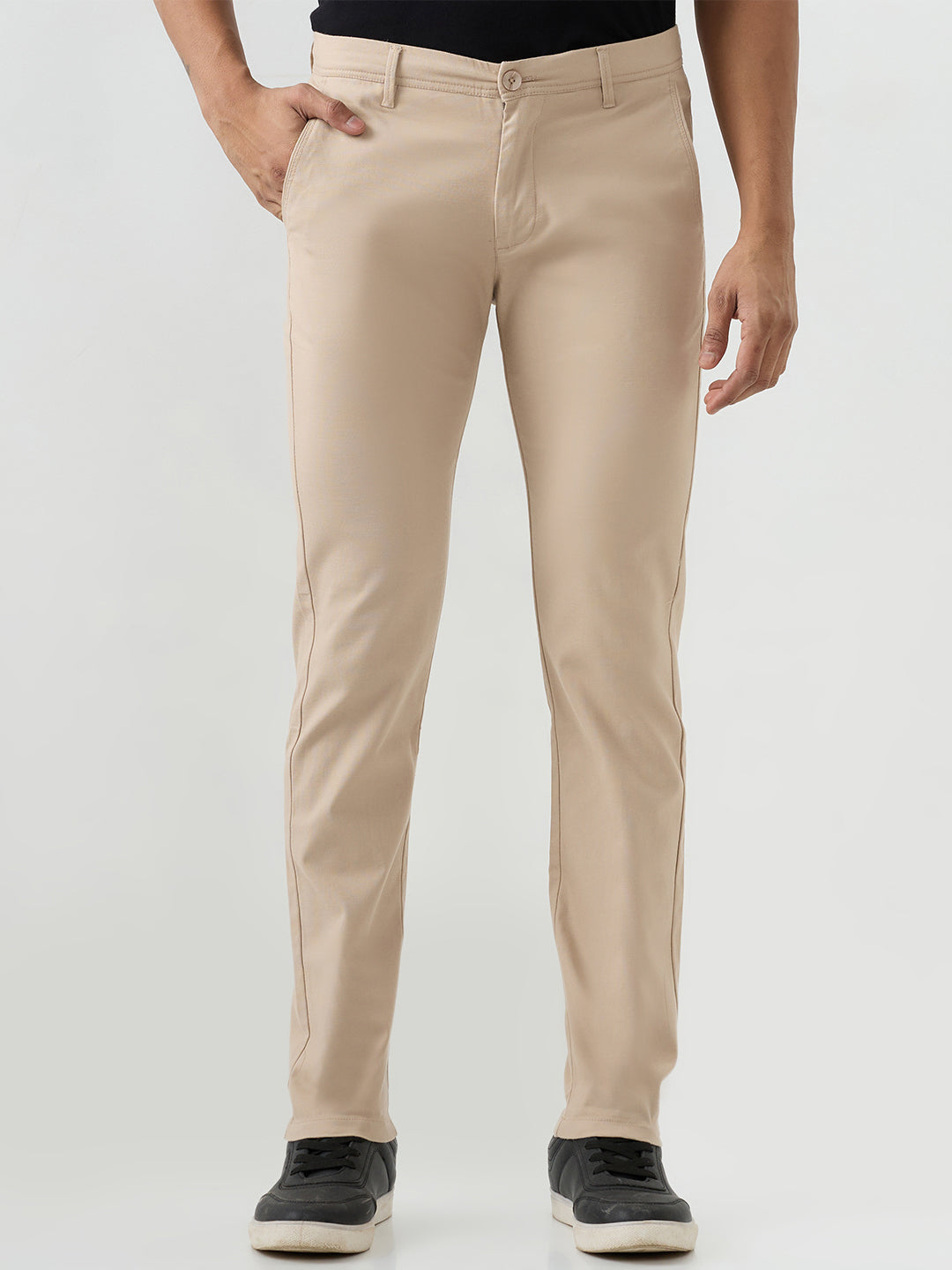 Men Trouser Khaki Mid Rise