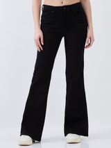 Women Flare Fit Jeans Flare Leg Black High Rise