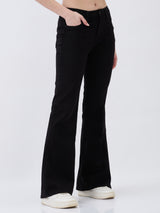 Women Flare Fit Jeans Flare Leg Black High Rise