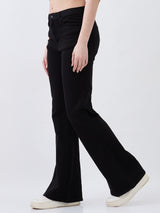 Women Flare Fit Jeans Flare Leg Black High Rise