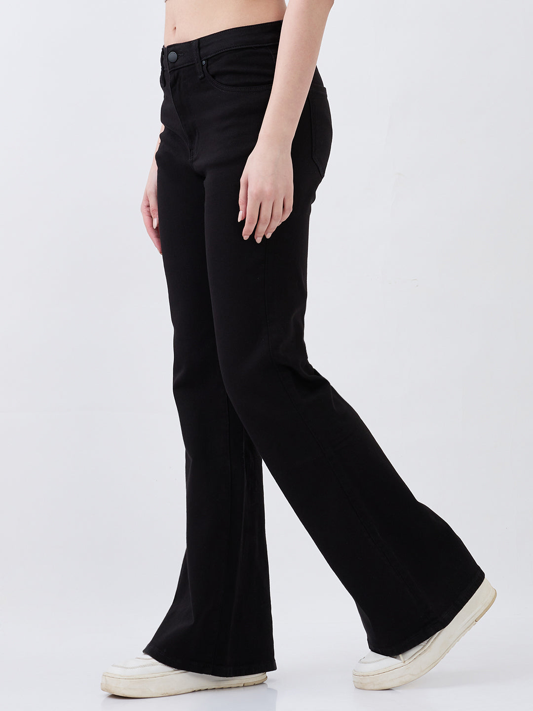 Women Flare Fit Jeans Flare Leg Black High Rise