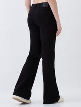 Women Flare Fit Jeans Flare Leg Black High Rise
