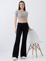 Women Flare Fit Jeans Flare Leg Black High Rise