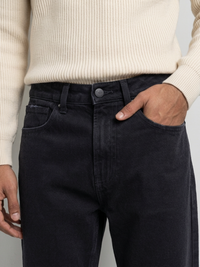 Men Ikemen Jeans Loose Fit Black Low Rise