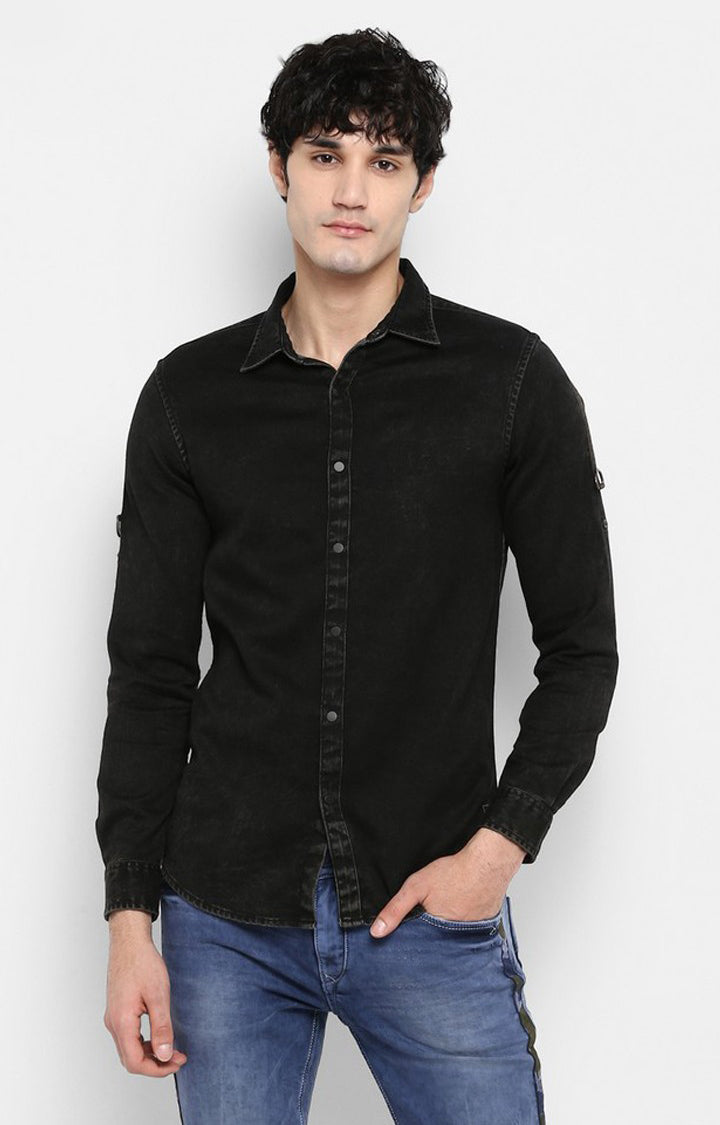 Spykar Men'S Black Cotton Solid Casual Shirts